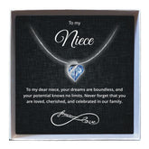 To My Niece - Birthstone Heart Necklace - Downtown Girl